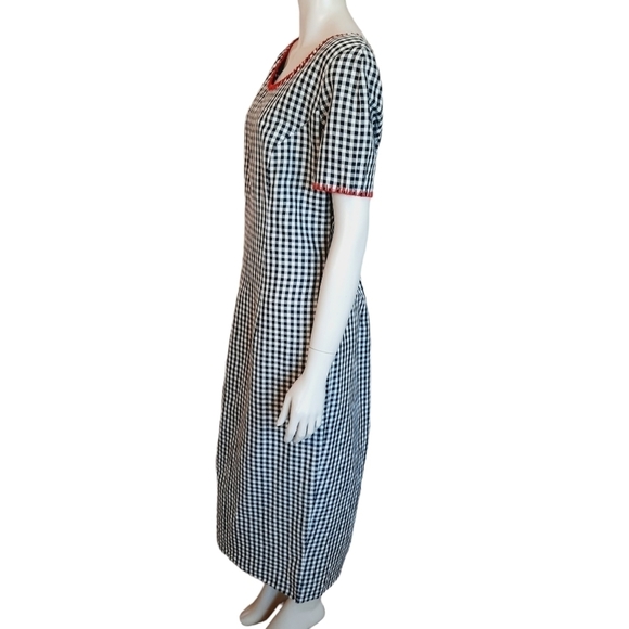 Vintage 90s Gingham Column Dress size 12 Linen Cotton Fully Lined Cottagecore - Picture 7 of 10